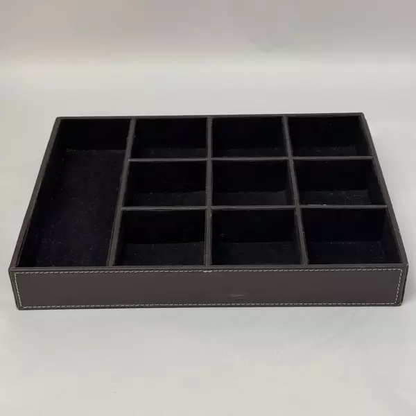 Stackable Velvet Lined Leather Covered Cardboard Divided Jewelry Organizer Tray