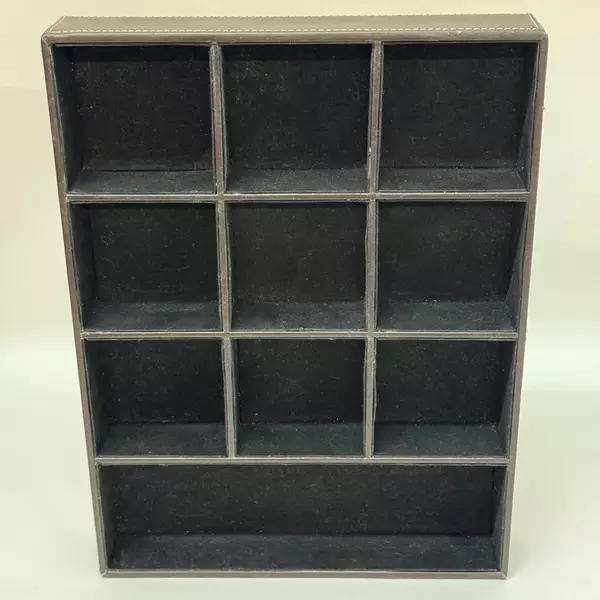 Stackable Velvet Lined Leather Covered Cardboard Divided Jewelry Organizer Tray