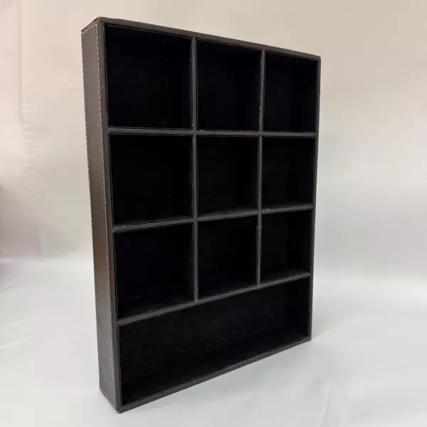 Stackable Velvet Lined Leather Covered Cardboard Divided Jewelry Organizer Tray