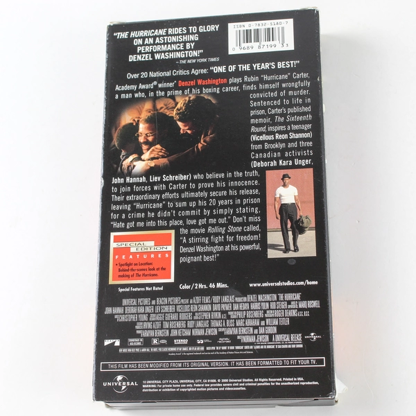 The Hurricane VHS Special Edition Denzel Washington 2000 Universal Studios