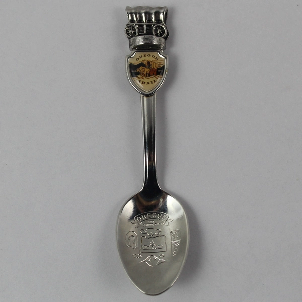 Oregon Trail Pewter Souvenir Spoon Covered Wagon Engraved Collectible 4.25"