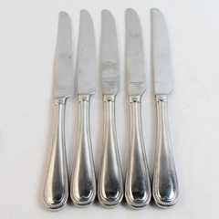Lot of 5 Reed & Barton Elegant Bead Flatware Dinner Knives Stainless Steel
