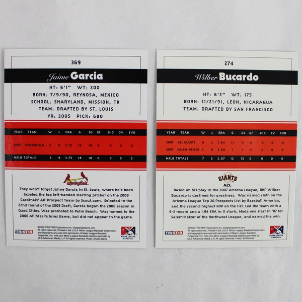 Lot of 57 Tristar 2008 Minor League Baseball Cards