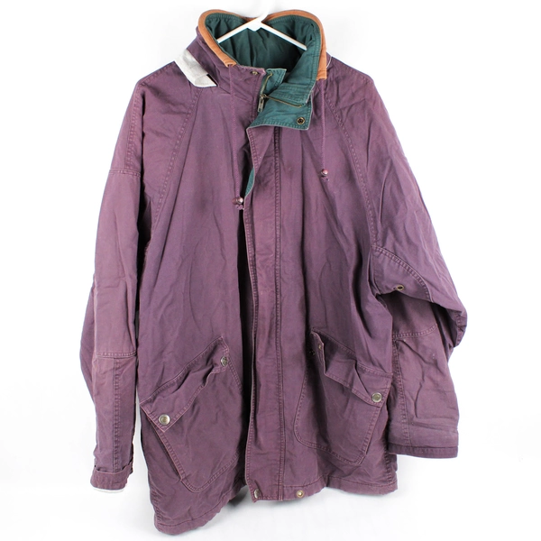 Vintage JLC Purple Green Full Zip Up Jacket 100% Cotton Women's Sz M