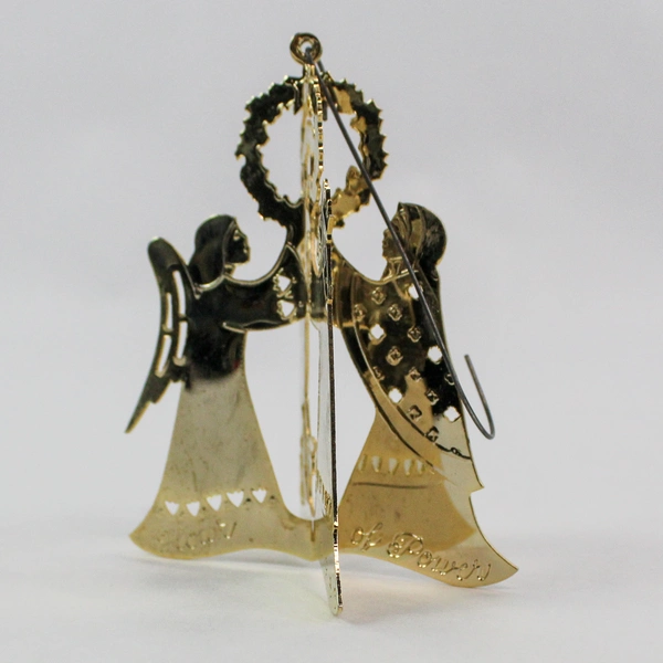 Vintage 1983 Metal 3D Nativity Angel Christmas Ornament 3.25" Tall