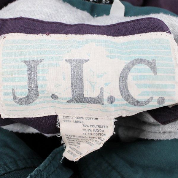 Vintage JLC Purple Green Full Zip Up Jacket 100% Cotton Women's Sz M