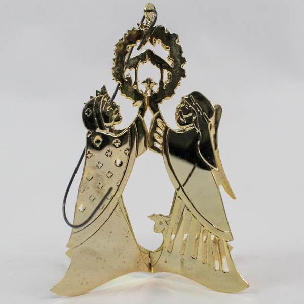 Vintage 1983 Metal 3D Nativity Angel Christmas Ornament 3.25" Tall