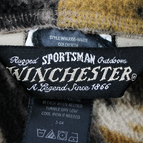 Winchester Green Camo Hooded Fleece Full Zip Up Jacket Men's Size S