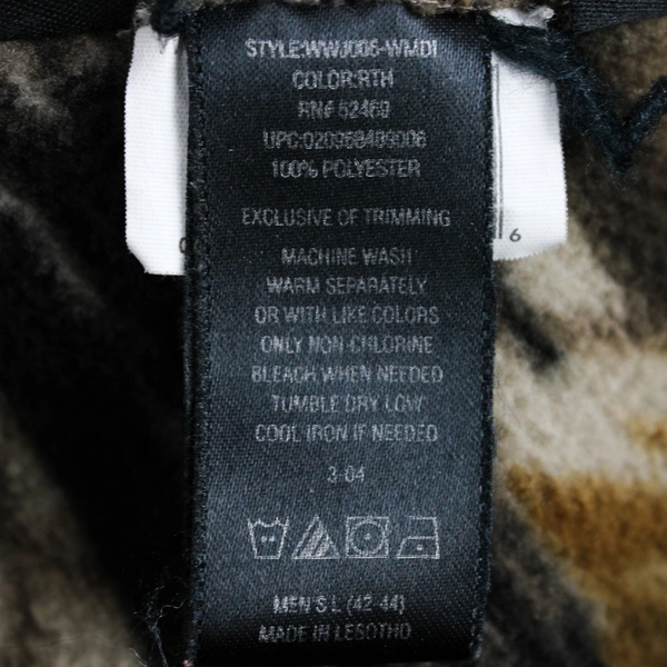 Winchester Green Camo Hooded Fleece Full Zip Up Jacket Men's Size S