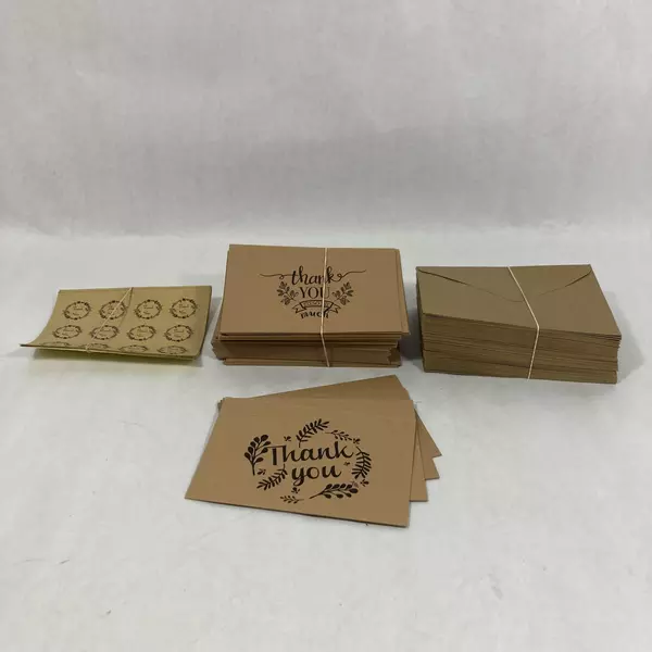 74 Brown Thank You Cards with Envelopes & Seals 4x6 Inch - Pre-owned