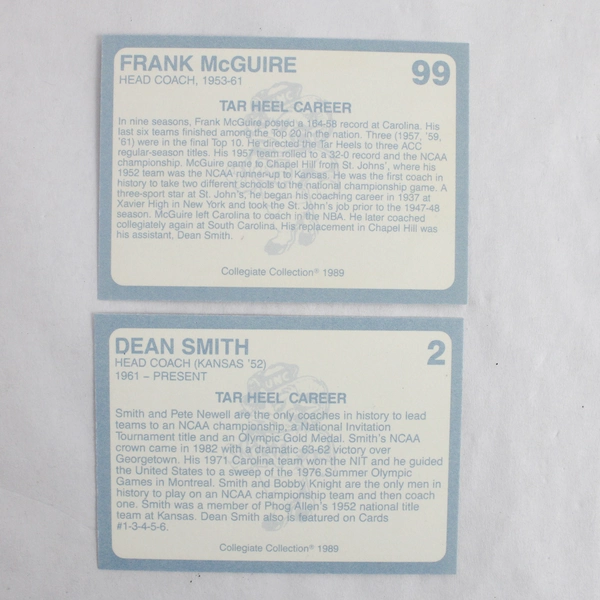 Lot of 189 Collegiate Collection 1989 Coca Cola North Carolina Basketball Cards