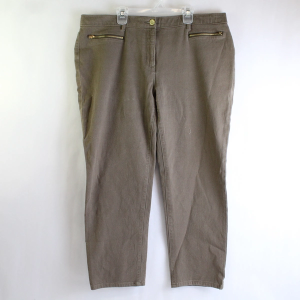 So Slimming By Chico's Brown Straight-Leg Pants Junior's Size 3