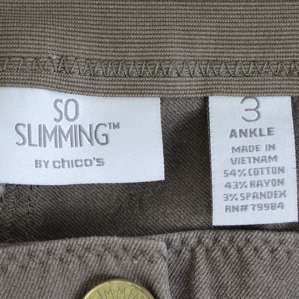 So Slimming By Chico's Brown Straight-Leg Pants Junior's Size 3