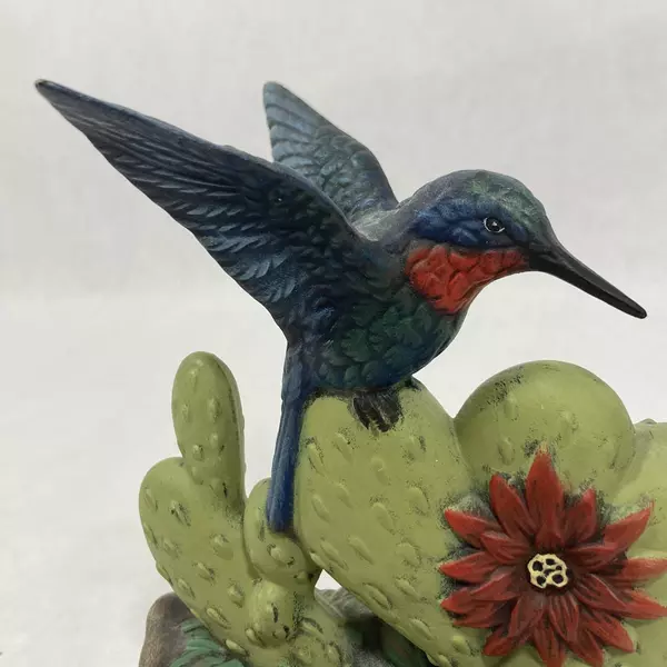Sisco Hummingbird on Cactus Figurine 5.5" Tall - Pre-Owned with Chip