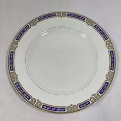 Vtg Knowles KTK43 Dinner Plate Gold Trim Pink Roses Blue 8.75" Crazing