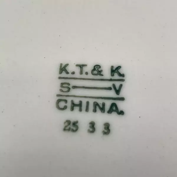 Vtg Knowles KTK43 Dinner Plate Gold Trim Pink Roses Blue 8.75" Crazing