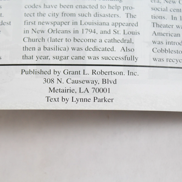 New Orleans History Picture Book Paperback Grant L. Robertson Inc. 2001