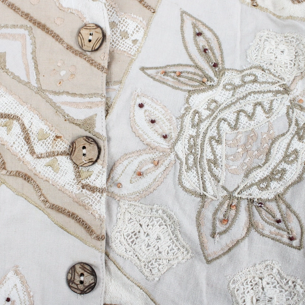 Coldwater Creek Beige Tan Button Up Embroidered Jacket Women's Sz PS