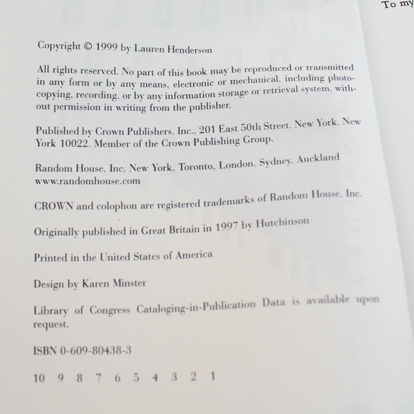 Black Rubber Dress by Lauren Henderson 1999 Crown Publishing Group Paperback