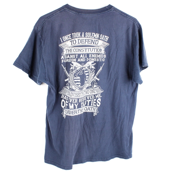 Hanes Veteran Navy Blue Short Sleeve T-Shirt Size Large