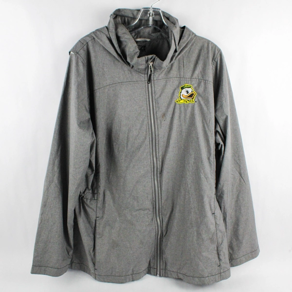 Cutter & Buck Oregon Ducks Gray Hooded Windbreaker Women's 2XL Flawed