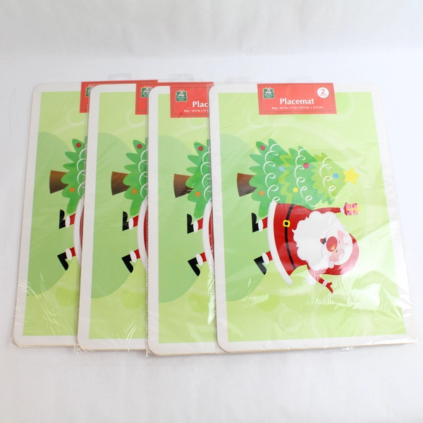 Lot of 4 Sets of 2 Christmas House Placemats Santa & Christmas Tree 11" x 16.5"