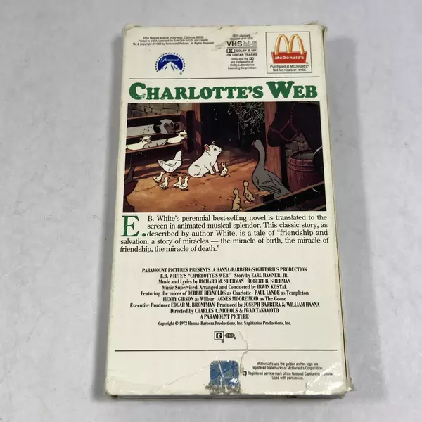 Charlotte's Web 1973 VHS Tape Paramount Animated Classic G Rated