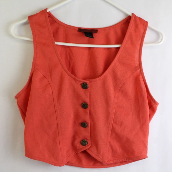 BKE Red Coral Orange Cropped Vest Women's Size Small