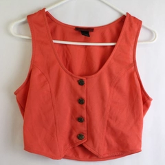 BKE Red Coral Orange Cropped Vest Women's Size Small