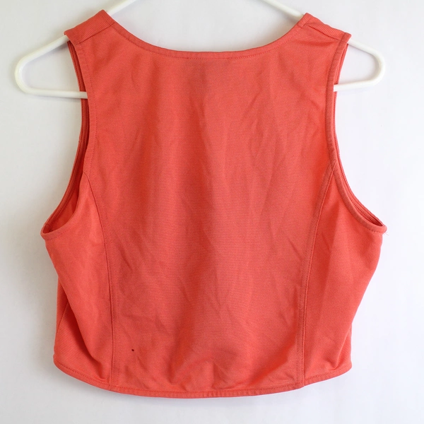 BKE Red Coral Orange Cropped Vest Women's Size Small