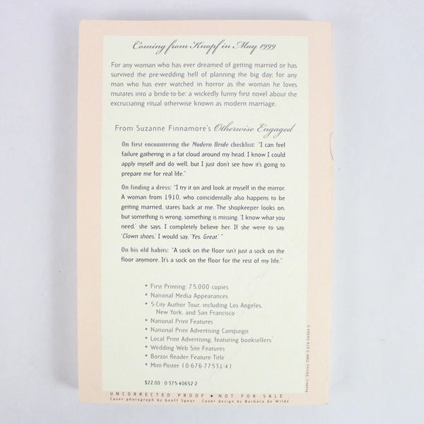 Otherwise Engaged by Suzanne Finnamore 1999 Advance Reader's Edition PB