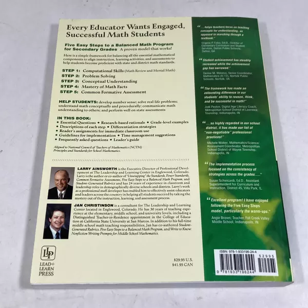 Five Easy Steps to a Balanced Math Program by Christinson & Ainsworth PB