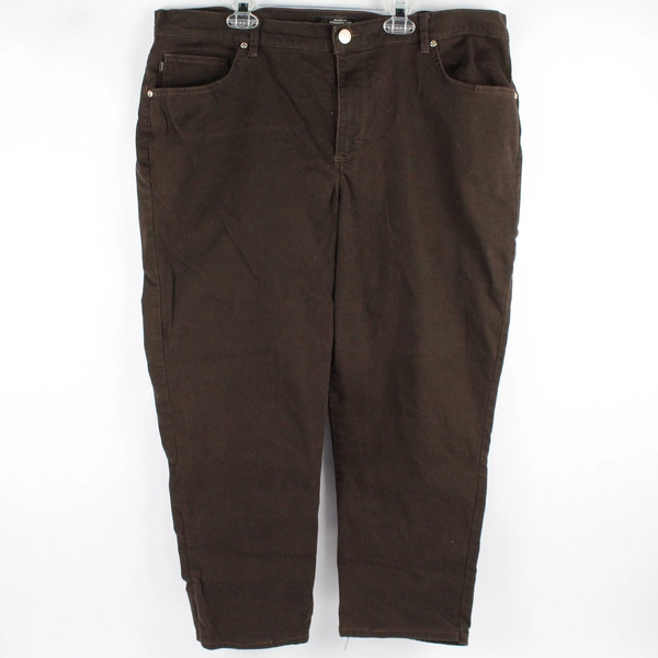 Lee Cropped Pants Women's 16-18 Relaxed Fit Straight Leg Brown