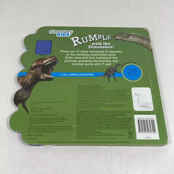 Rumble with the Dinosaurs Book by Parragon - 10 Sounds, Good Condition