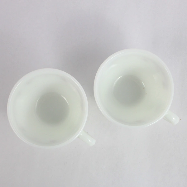 Lot of 2 Vintage Pyrex Cup Mug Red Brown Flowers Floral Teacup Coffee