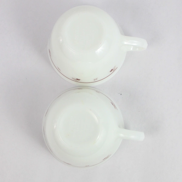 Lot of 2 Vintage Pyrex Cup Mug Red Brown Flowers Floral Teacup Coffee