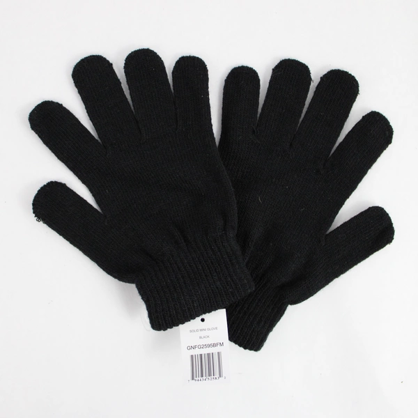 NWT Solid Black Mini Knit Mini Gloves Adult One Size