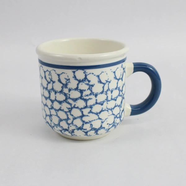 Set of 2 Italian Unbranded Ceramic Mugs With Blue Scale Pattern Italy