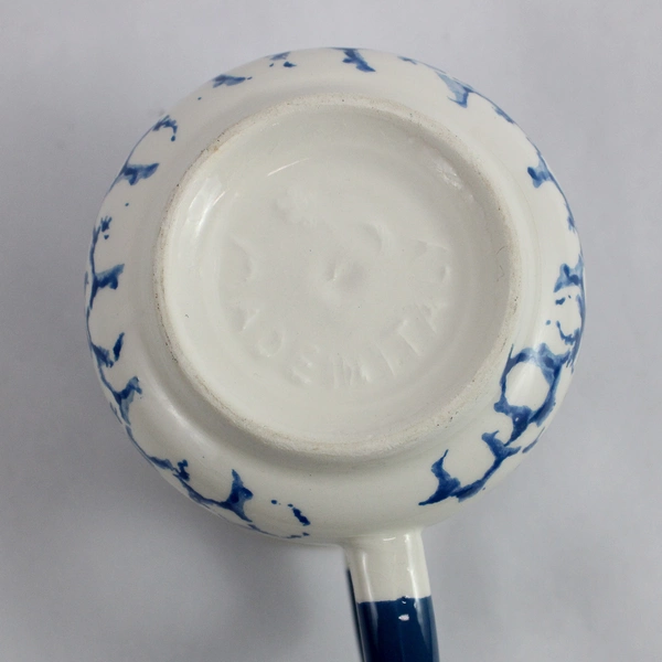 Set of 2 Italian Unbranded Ceramic Mugs With Blue Scale Pattern Italy