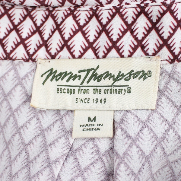 Norm Thompson Burgundy and White Patterned Blouse Women's Size Medium