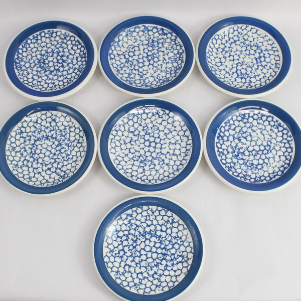Lot of 7 Italian Unbranded Ceramic Side Plates With Scale Pattern