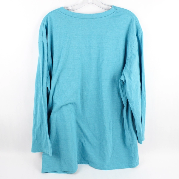 Garland Blue Long-Sleeved V-Neck Cotton Blend T-Shirt Women's Size XXL
