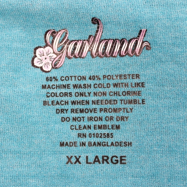 Garland Blue Long-Sleeved V-Neck Cotton Blend T-Shirt Women's Size XXL