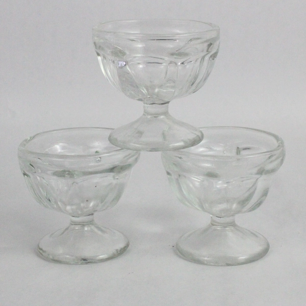 Vintage Clear Glass Lot of 3 Fruit Dessert Bowls Shrimp Cocktail 2.75" x 3"