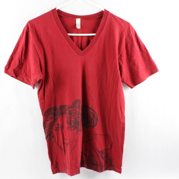 American Apparel Red Remy Wines Short Sleeve V-Neck T-Shirt Women's Size S