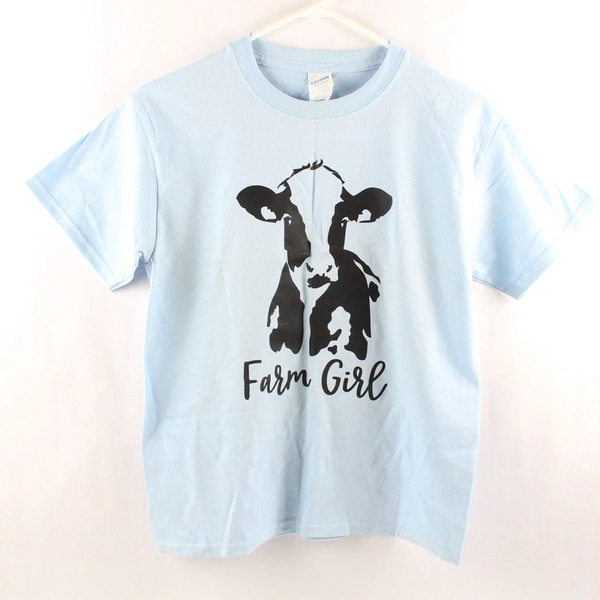Gildan Farm Girl Baby Blue Short Sleeve T-Shirt Size M
