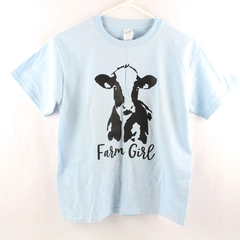 Gildan Farm Girl Baby Blue Short Sleeve T-Shirt Size M