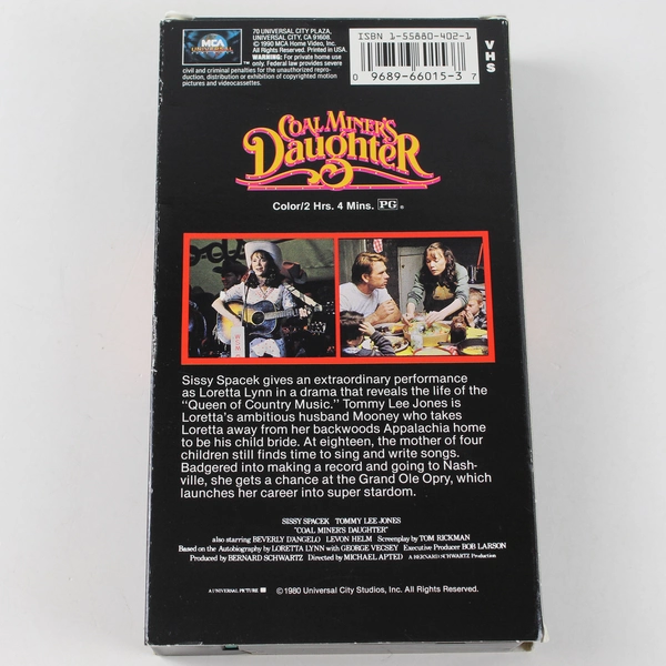 Coal Miners Daughter VHS 1990 MCA Universal Home Video Tommy Lee Jones