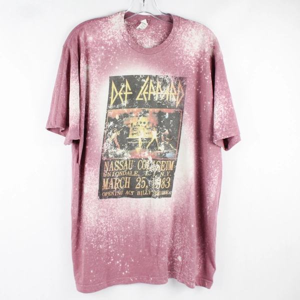 Tultex Def Leppard Purple White Distressed Short Sleeve T-Shirt Size XXL