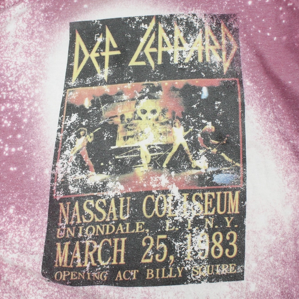 Tultex Def Leppard Purple White Distressed Short Sleeve T-Shirt Size XXL